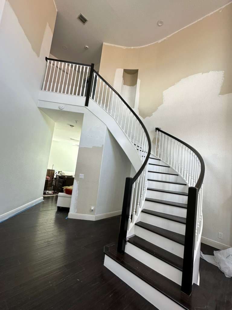 Painted curved staircase and interior trim